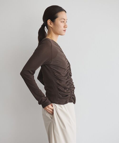 GARAGE OF GOOD CLOTHING（ガレージオブグッドクロージング）の「【日本製】シアーシャーリングプルオーバー（Tシャツ/カットソー・レディース・ブラウン/ホワイト・FREE）」の5枚目の写真