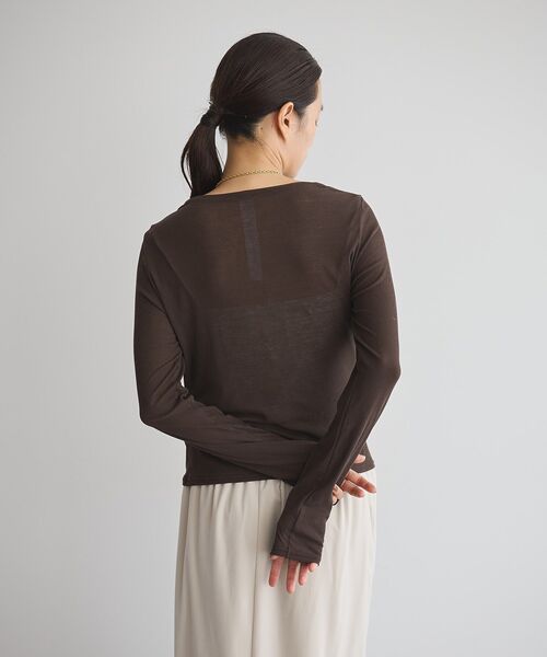 GARAGE OF GOOD CLOTHING（ガレージオブグッドクロージング）の「【日本製】シアーシャーリングプルオーバー（Tシャツ/カットソー・レディース・ブラウン/ホワイト・FREE）」の6枚目の写真