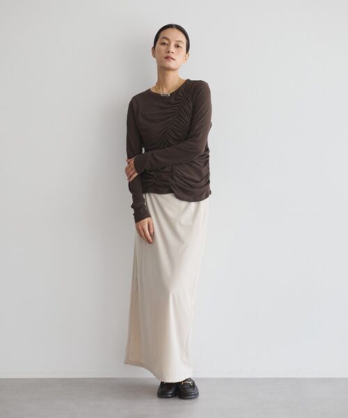 GARAGE OF GOOD CLOTHING（ガレージオブグッドクロージング）の「【日本製】シアーシャーリングプルオーバー（Tシャツ/カットソー・レディース・ブラウン/ホワイト・FREE）」の7枚目の写真