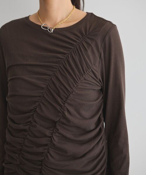 GARAGE OF GOOD CLOTHING（ガレージオブグッドクロージング）の「【日本製】シアーシャーリングプルオーバー（Tシャツ/カットソー・レディース・ブラウン/ホワイト・FREE）」の12枚目の写真