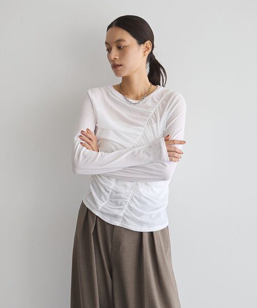 GARAGE OF GOOD CLOTHING（ガレージオブグッドクロージング）の「【日本製】シアーシャーリングプルオーバー（Tシャツ/カットソー・レディース・ブラウン/ホワイト・FREE）」の14枚目の写真