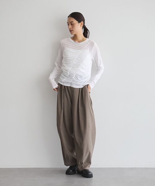 GARAGE OF GOOD CLOTHING（ガレージオブグッドクロージング）の「【日本製】シアーシャーリングプルオーバー（Tシャツ/カットソー・レディース・ブラウン/ホワイト・FREE）」の16枚目の写真