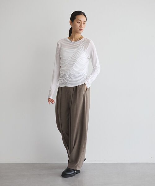 GARAGE OF GOOD CLOTHING（ガレージオブグッドクロージング）の「【日本製】シアーシャーリングプルオーバー（Tシャツ/カットソー・レディース・ブラウン/ホワイト・FREE）」の18枚目の写真