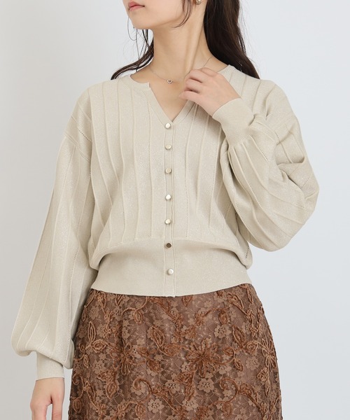 TRUDEA（トルディア）の「地柄ストライプラメニット（ニット/セーター・レディース・グレイッシュブルー/ベージュ/ホワイト/ライトグレー・MEDIUM）」の5枚目の写真