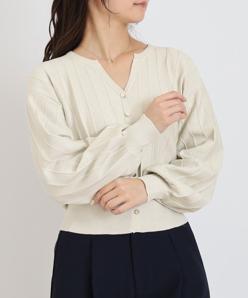 TRUDEA（トルディア）の「地柄ストライプラメニット（ニット/セーター・レディース・グレイッシュブルー/ベージュ/ホワイト/ライトグレー・MEDIUM）」の11枚目の写真