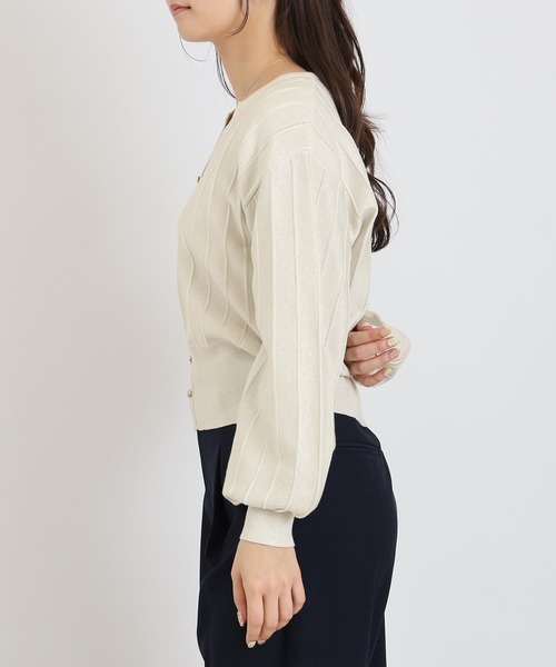 TRUDEA（トルディア）の「地柄ストライプラメニット（ニット/セーター・レディース・グレイッシュブルー/ベージュ/ホワイト/ライトグレー・MEDIUM）」の12枚目の写真