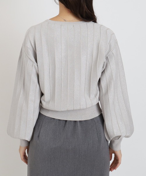 TRUDEA（トルディア）の「地柄ストライプラメニット（ニット/セーター・レディース・グレイッシュブルー/ベージュ/ホワイト/ライトグレー・MEDIUM）」の16枚目の写真