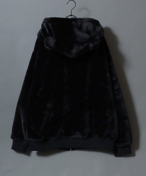 セール】Darkness Design Fur Zip Hoodie with Devil's Horn