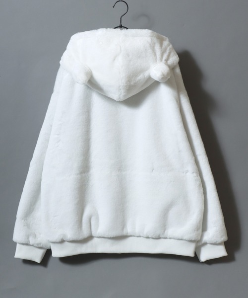 セール】Darkness Design Fur Zip Hoodie with Devil's Horn