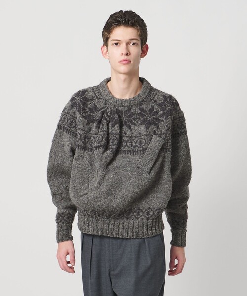 UNITED ARROWS & SONS（ユナイテッドアローズアンドサンズ）の「＜pillings for UNITED ARROWS & SONS＞ nordic sweater/ニット（ニット/セーター・メンズ・グレー系・FREE）」の2枚目の写真