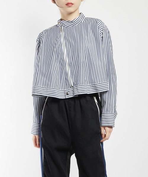 gomme（ゴム）の「ジップブラウス（シャツ/ブラウス・レディース・ネイビー/ブラック/ブルー・MEDIUM）」の3枚目の写真