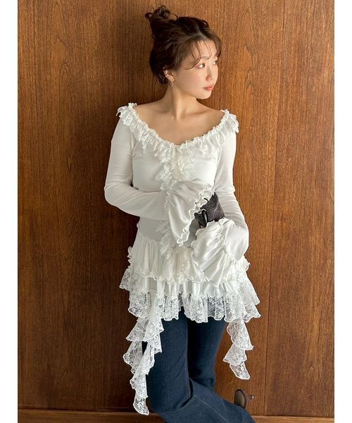ティアードフリルカットソープルオーバー（Tシャツ/カットソー