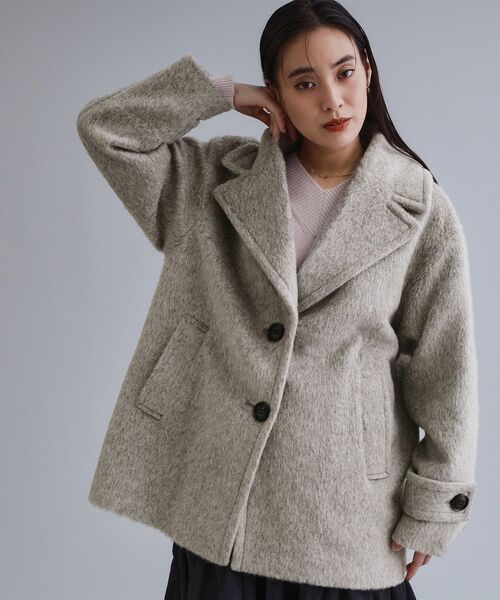 OPAQUE.CLIP（オペークドットクリップ）の「【es】《Mapel／マペル》シャギーミドルコート（チェスターコート・レディース・ナチュラル/ダークブラウン・00）」の2枚目の写真