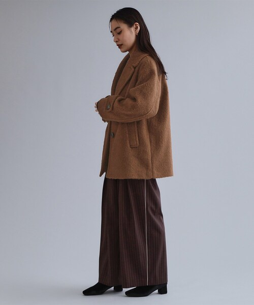 OPAQUE.CLIP（オペークドットクリップ）の「【es】《Mapel／マペル》シャギーミドルコート（チェスターコート・レディース・ナチュラル/ダークブラウン・00）」の5枚目の写真