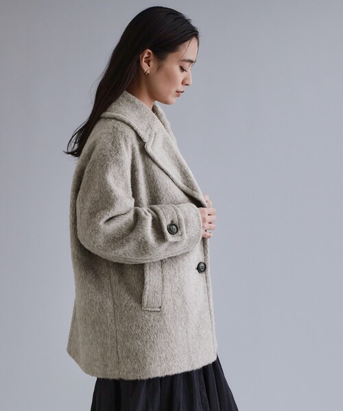 OPAQUE.CLIP（オペークドットクリップ）の「【es】《Mapel／マペル》シャギーミドルコート（チェスターコート・レディース・ナチュラル/ダークブラウン・00）」の7枚目の写真