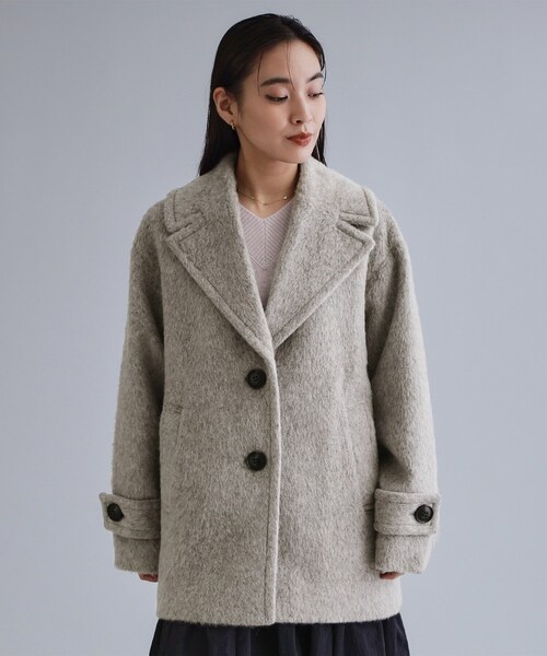 OPAQUE.CLIP（オペークドットクリップ）の「【es】《Mapel／マペル》シャギーミドルコート（チェスターコート・レディース・ナチュラル/ダークブラウン・00）」の11枚目の写真