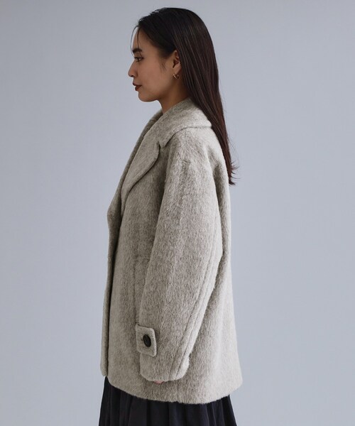 OPAQUE.CLIP（オペークドットクリップ）の「【es】《Mapel／マペル》シャギーミドルコート（チェスターコート・レディース・ナチュラル/ダークブラウン・00）」の12枚目の写真