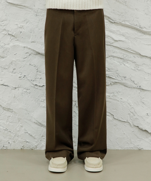 SIGNATURE（シグネチャ）の「ウールライクノータックワイドフィットスラックス[ブラウン]（スラックス・レディース・その他・SMALL）」の4枚目の写真