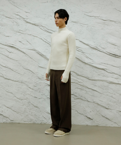 SIGNATURE（シグネチャ）の「ウールライクノータックワイドフィットスラックス[ブラウン]（スラックス・レディース・その他・SMALL）」の5枚目の写真