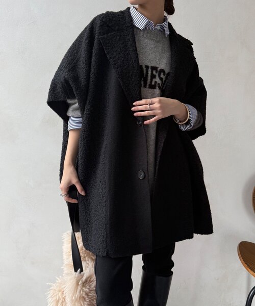 WEB限定】リバーシブルボアスライバーポンチョコート（その他アウター