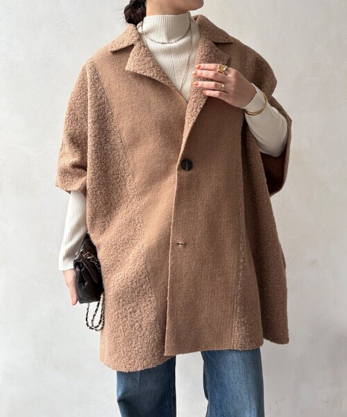 セール】【WEB限定】リバーシブルボアスライバーポンチョコート