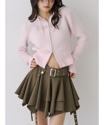 jouetie | ビジューロゴジップコンパクトニットフーディ(パーカー)