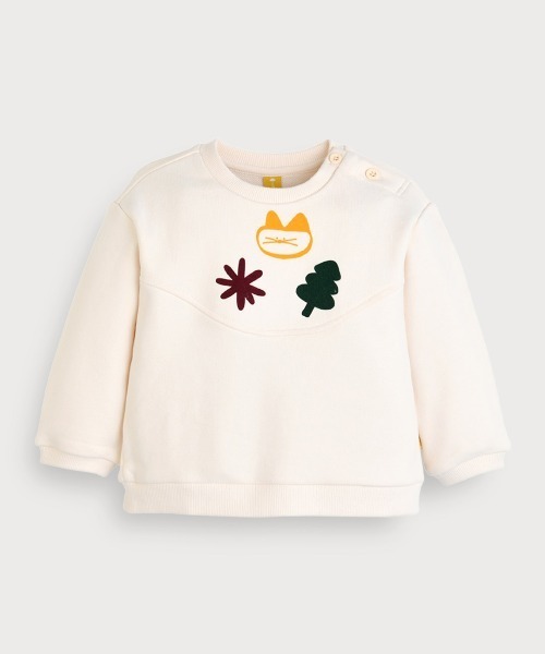 moimoln（モイモルン）の「キャット裏毛長袖トップス（スウェット・キッズ・クリーム/ブルー・90cm/100cm/110cm/120cm）」の5枚目の写真