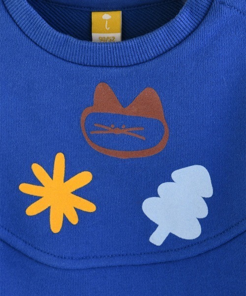 moimoln（モイモルン）の「キャット裏毛長袖トップス（スウェット・キッズ・クリーム/ブルー・90cm/100cm/110cm/120cm）」の12枚目の写真