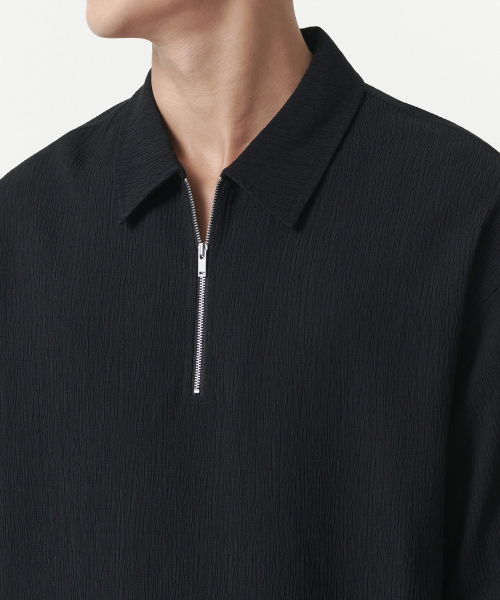 MUSINSA STANDARD（ムシンサスタンダード）の「クリンクルリラックスドハーフジップシャツ[ブラック]（Tシャツ/カットソー・メンズ・その他・MEDIUM/LARGE/X-LARGE/XX-LARGE）」の6枚目の写真