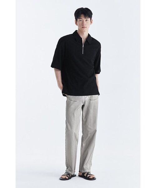 MUSINSA STANDARD（ムシンサスタンダード）の「クリンクルリラックスドハーフジップシャツ[ブラック]（Tシャツ/カットソー・メンズ・その他・MEDIUM/LARGE/X-LARGE/XX-LARGE）」の9枚目の写真
