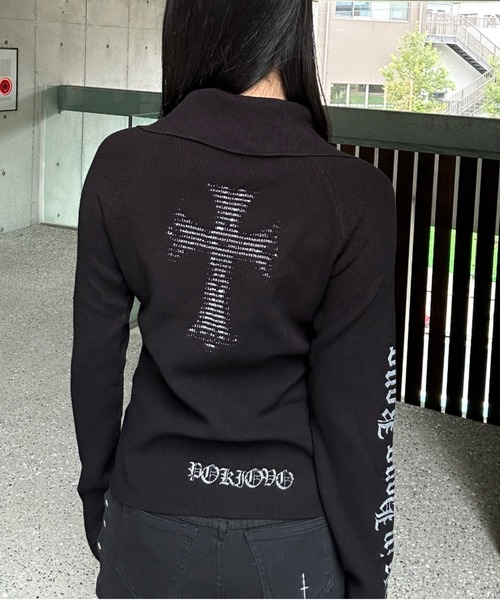 KsG（ケーエスジー）の「マルチレタリングクロスジップニット（Tシャツ/カットソー・レディース・ホワイト/ブラック・SMALL/MEDIUM/LARGE）」の7枚目の写真