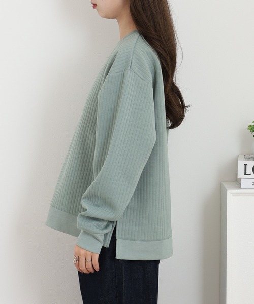 OMNES（オムネス）の「ラインキルトプルオーバー長袖（スウェット・レディース・アイボリー/ライトカーキ・FREE）」の12枚目の写真