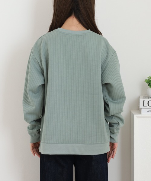 OMNES（オムネス）の「ラインキルトプルオーバー長袖（スウェット・レディース・アイボリー/ライトカーキ・FREE）」の13枚目の写真