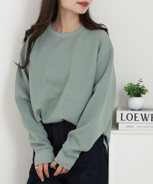 OMNES（オムネス）の「ラインキルトプルオーバー長袖（スウェット・レディース・アイボリー/ライトカーキ・FREE）」の9枚目の写真