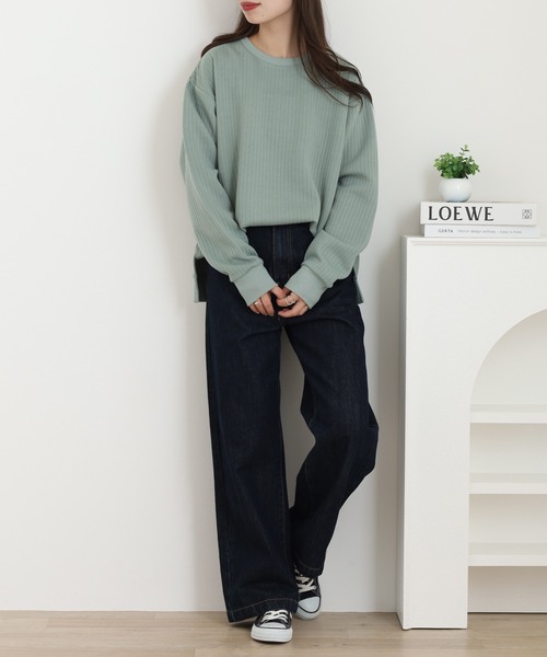 OMNES（オムネス）の「ラインキルトプルオーバー長袖（スウェット・レディース・アイボリー/ライトカーキ・FREE）」の10枚目の写真