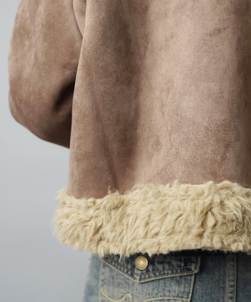 SPINNS（スピンズ）の「首まであったか☆高見えフェイクムートンジャケット/3ベルト（ムートンコート・レディース・ブラウン/ダークブラウン・ONESIZE）」の21枚目の写真