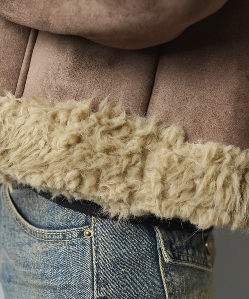 SPINNS（スピンズ）の「首まであったか☆高見えフェイクムートンジャケット/3ベルト（ムートンコート・レディース・ブラウン/ダークブラウン・ONESIZE）」の20枚目の写真