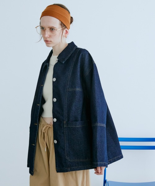 Auntie Rosa Holiday（アンティローザホリデー）の「オーバーサイズデニムカバーオール（デニムジャケット・レディース・ブルー/インディゴブルー・FREE）」の2枚目の写真