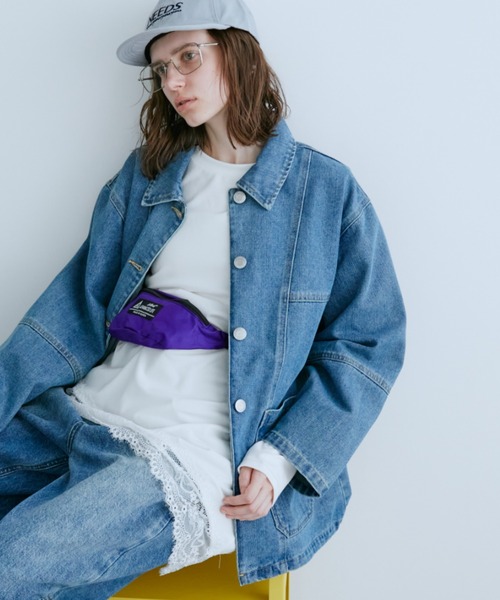 Auntie Rosa Holiday（アンティローザホリデー）の「オーバーサイズデニムカバーオール（デニムジャケット・レディース・ブルー/インディゴブルー・FREE）」の3枚目の写真