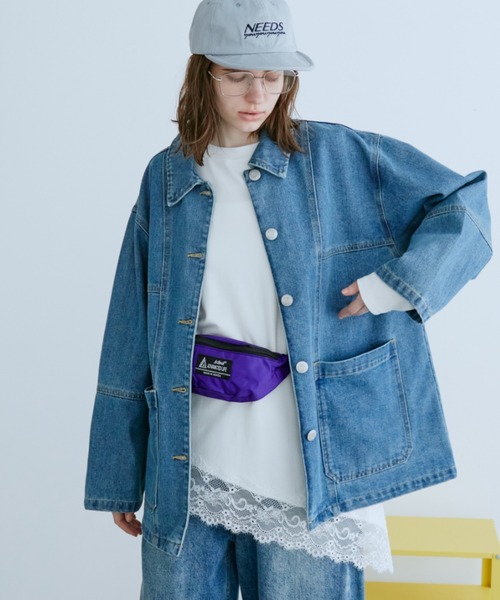 Auntie Rosa Holiday（アンティローザホリデー）の「オーバーサイズデニムカバーオール（デニムジャケット・レディース・ブルー/インディゴブルー・FREE）」の4枚目の写真