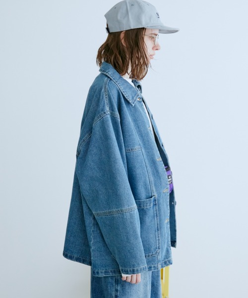 Auntie Rosa Holiday（アンティローザホリデー）の「オーバーサイズデニムカバーオール（デニムジャケット・レディース・ブルー/インディゴブルー・FREE）」の5枚目の写真