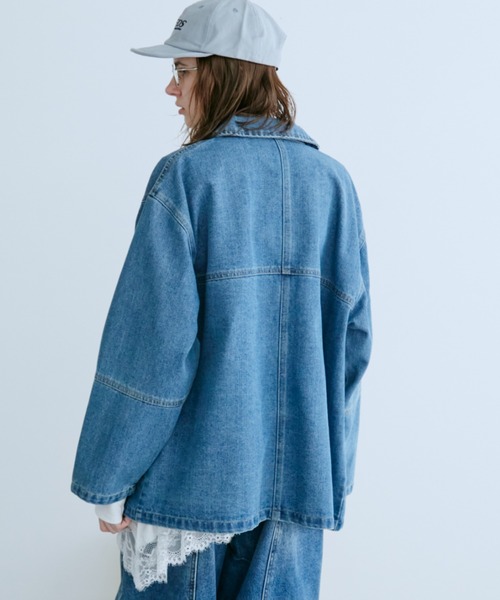 Auntie Rosa Holiday（アンティローザホリデー）の「オーバーサイズデニムカバーオール（デニムジャケット・レディース・ブルー/インディゴブルー・FREE）」の6枚目の写真