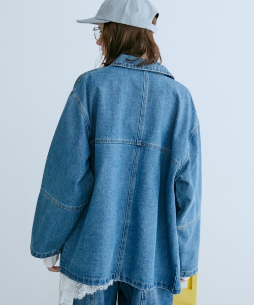 Auntie Rosa Holiday（アンティローザホリデー）の「オーバーサイズデニムカバーオール（デニムジャケット・レディース・ブルー/インディゴブルー・FREE）」の7枚目の写真