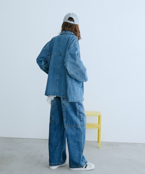 Auntie Rosa Holiday（アンティローザホリデー）の「オーバーサイズデニムカバーオール（デニムジャケット・レディース・ブルー/インディゴブルー・FREE）」の13枚目の写真