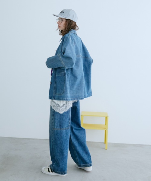 Auntie Rosa Holiday（アンティローザホリデー）の「オーバーサイズデニムカバーオール（デニムジャケット・レディース・ブルー/インディゴブルー・FREE）」の12枚目の写真