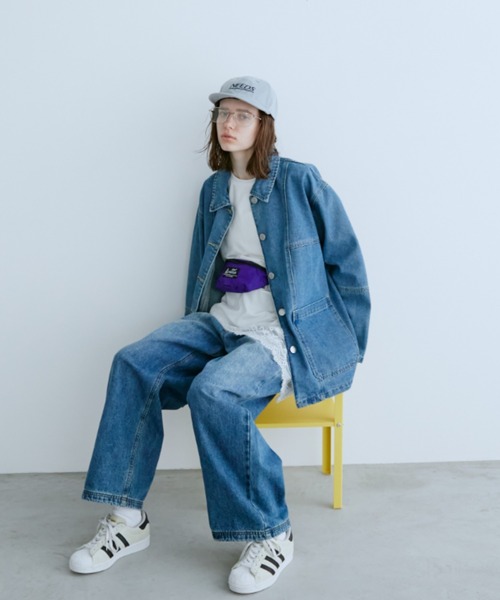 Auntie Rosa Holiday（アンティローザホリデー）の「オーバーサイズデニムカバーオール（デニムジャケット・レディース・ブルー/インディゴブルー・FREE）」の9枚目の写真