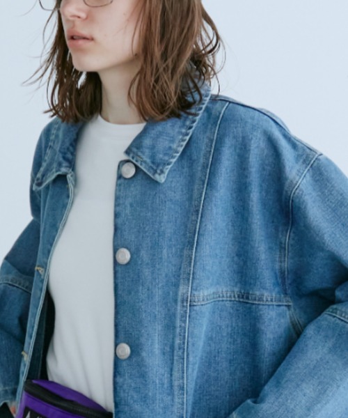 Auntie Rosa Holiday（アンティローザホリデー）の「オーバーサイズデニムカバーオール（デニムジャケット・レディース・ブルー/インディゴブルー・FREE）」の14枚目の写真