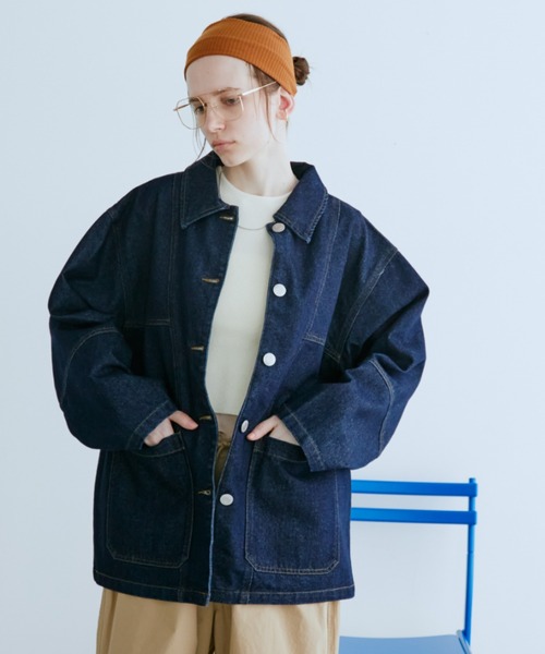 Auntie Rosa Holiday（アンティローザホリデー）の「オーバーサイズデニムカバーオール（デニムジャケット・レディース・ブルー/インディゴブルー・FREE）」の16枚目の写真