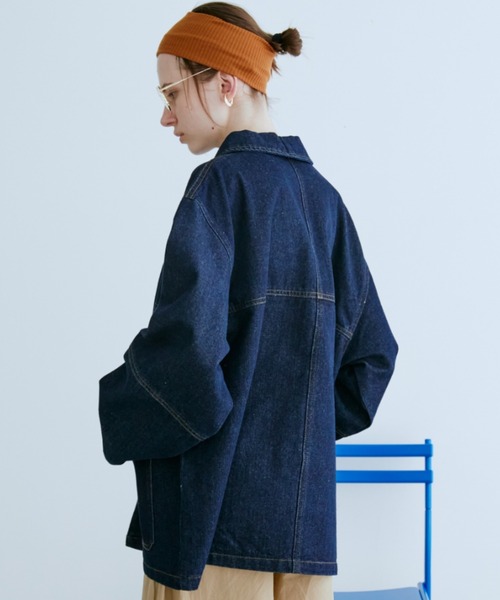 Auntie Rosa Holiday（アンティローザホリデー）の「オーバーサイズデニムカバーオール（デニムジャケット・レディース・ブルー/インディゴブルー・FREE）」の18枚目の写真