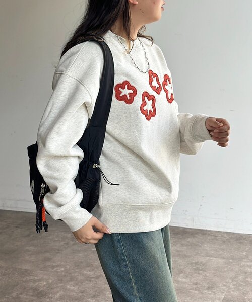 CPCM(シーピーシーエム)の「裏起毛お花アップリケスウェット(Tシャツ/カットソー・レディース・チャコールグレー/ネイビー/ホワイト系その他・FREE)」の11枚目の写真